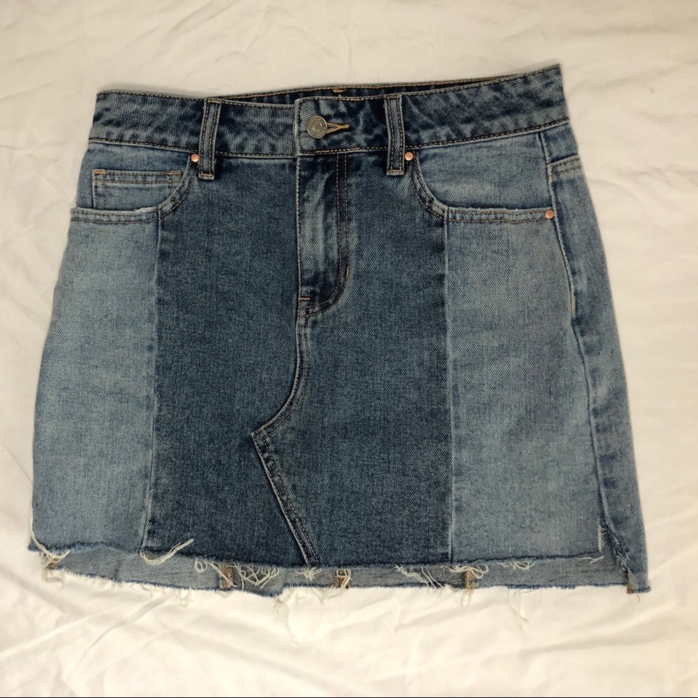 Two toned jean mini skirt